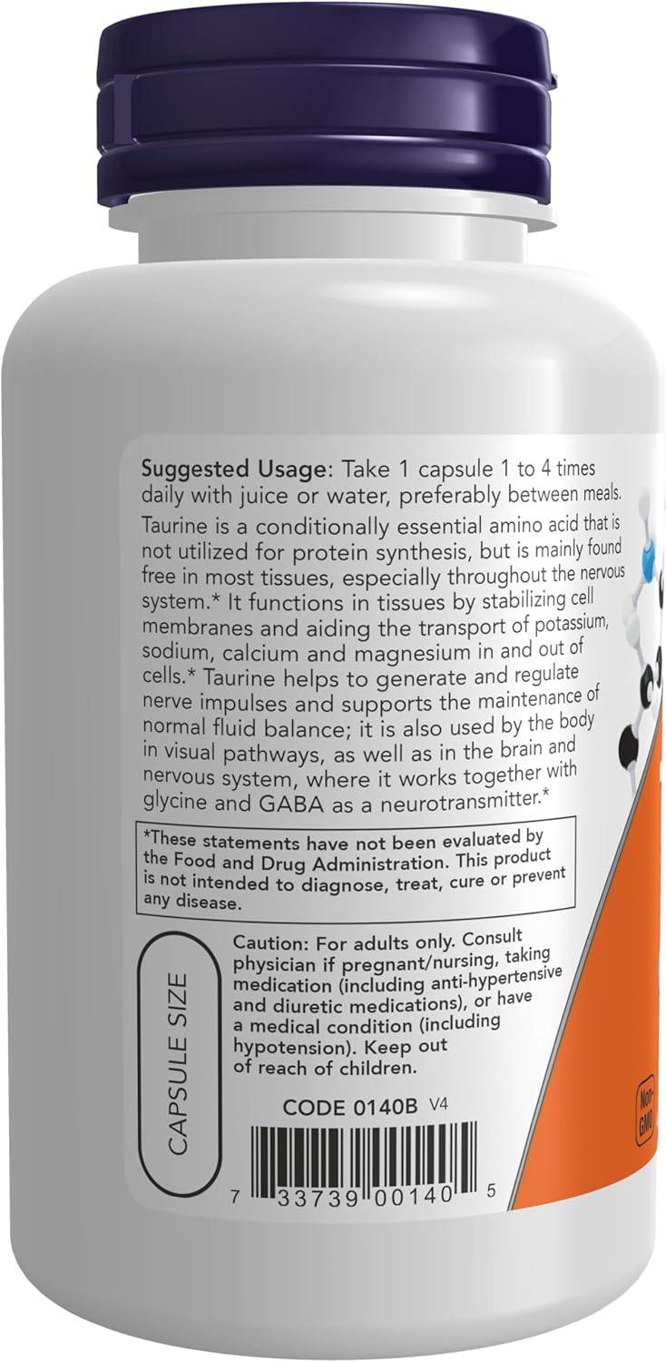 Taurine 500mg - NOW - Gold Nutrition
