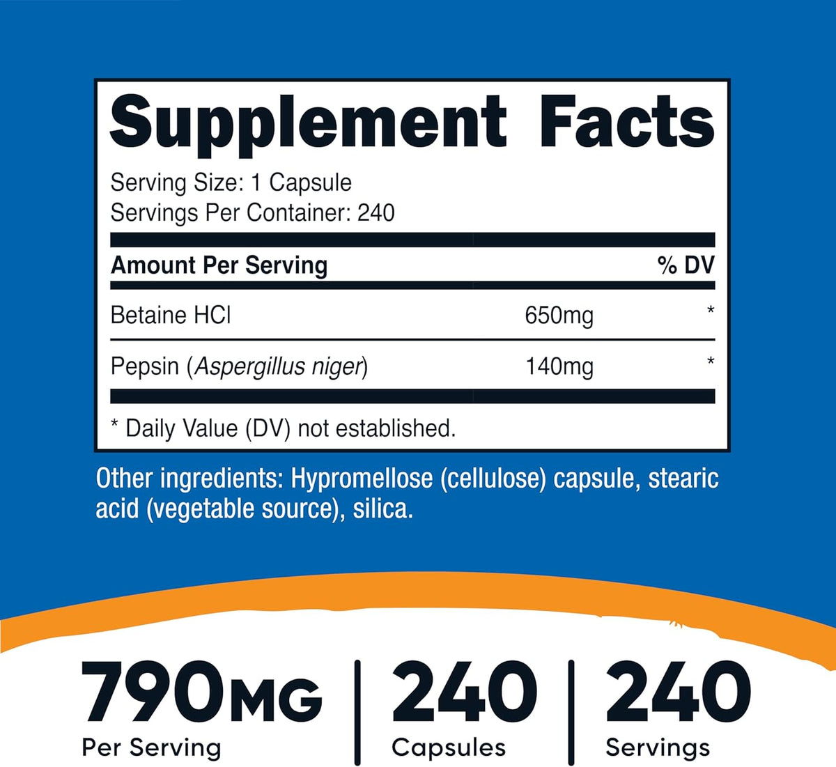 Betaine HCL + Pepsin - Gold Nutrition