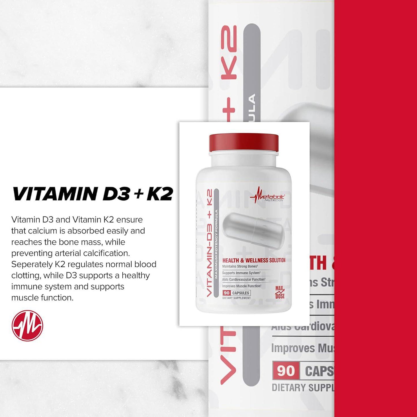 Vitamine-D3 + K2 - Gold Nutrition