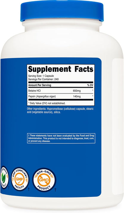 Betaine HCL + Pepsin - Gold Nutrition