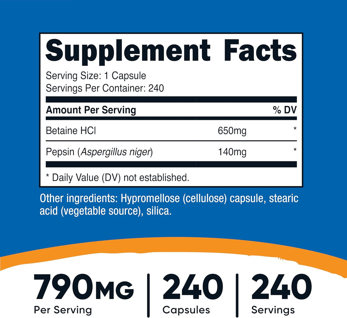 Betaine HCL + Pepsin - Gold Nutrition