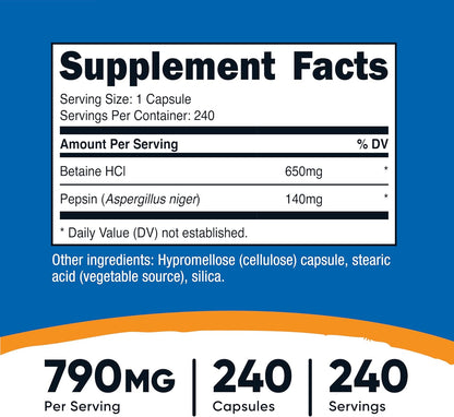 Betaine HCL + Pepsin - Gold Nutrition