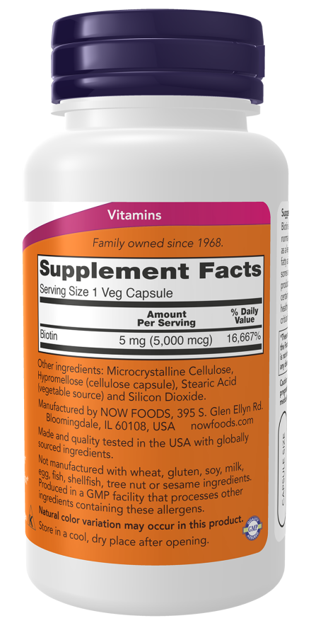 NOW Biotin 5,000 mcg Veg Capsules