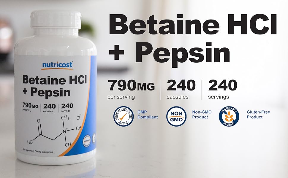 Betaine HCL + Pepsin - Gold Nutrition