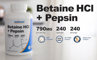 Betaine HCL + Pepsin - Gold Nutrition