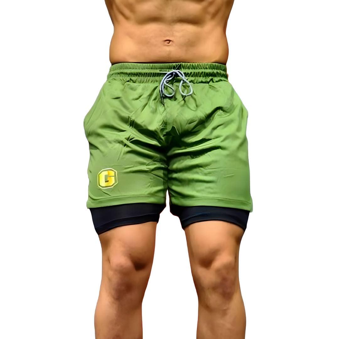 Men Max Hunter Green Short 2 IN 1 Gold Nutrition