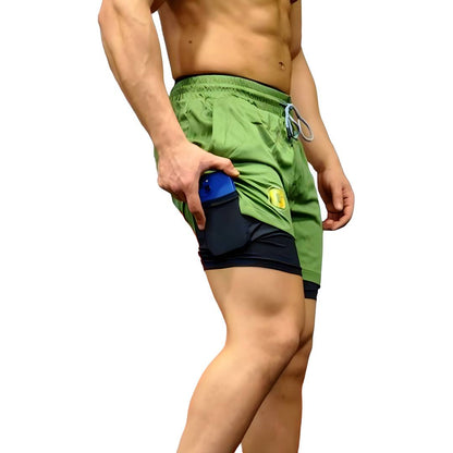 Men Max Hunter Green Short 2 IN 1