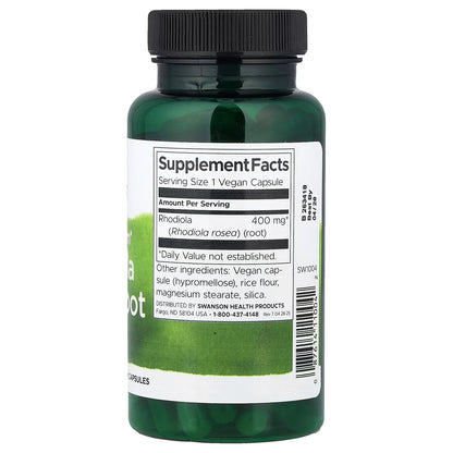 Swanson, Full Spectrum® Rhodiola Rosea Root, 400 mg, 100 Vegan Capsules