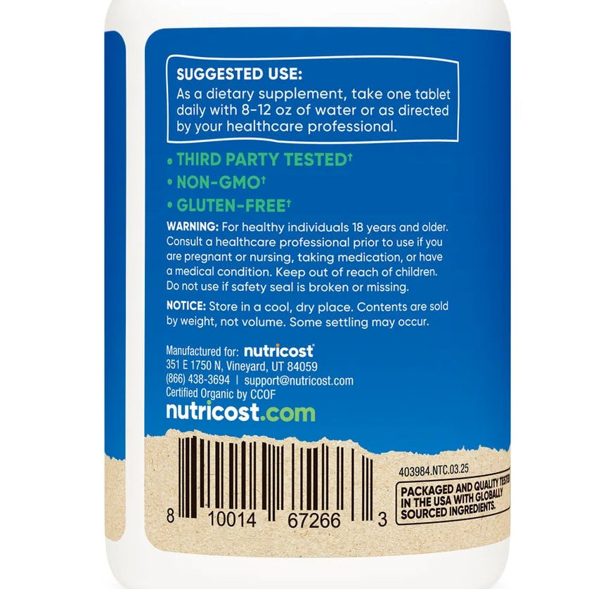 Nutricost Organic Spirulina Tablets